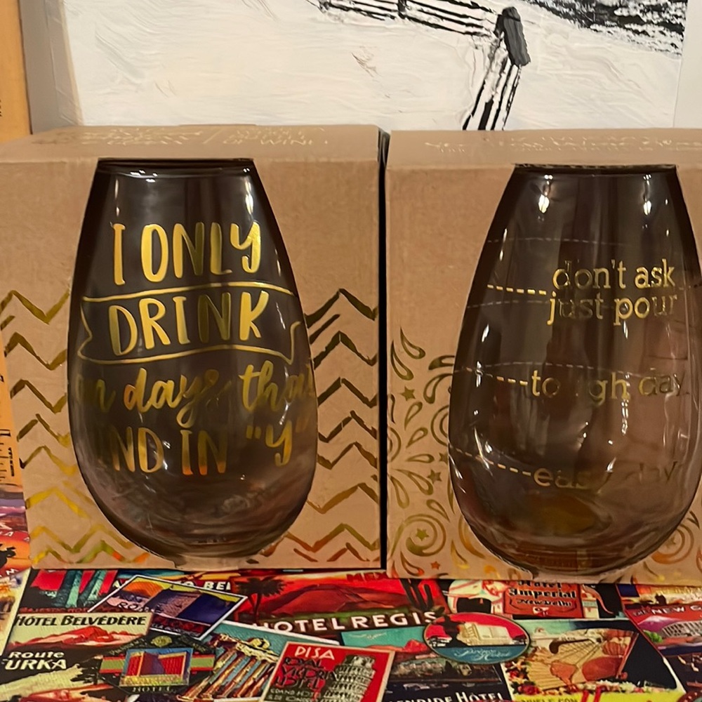30oz Oversized Stemless Wine Glasses New